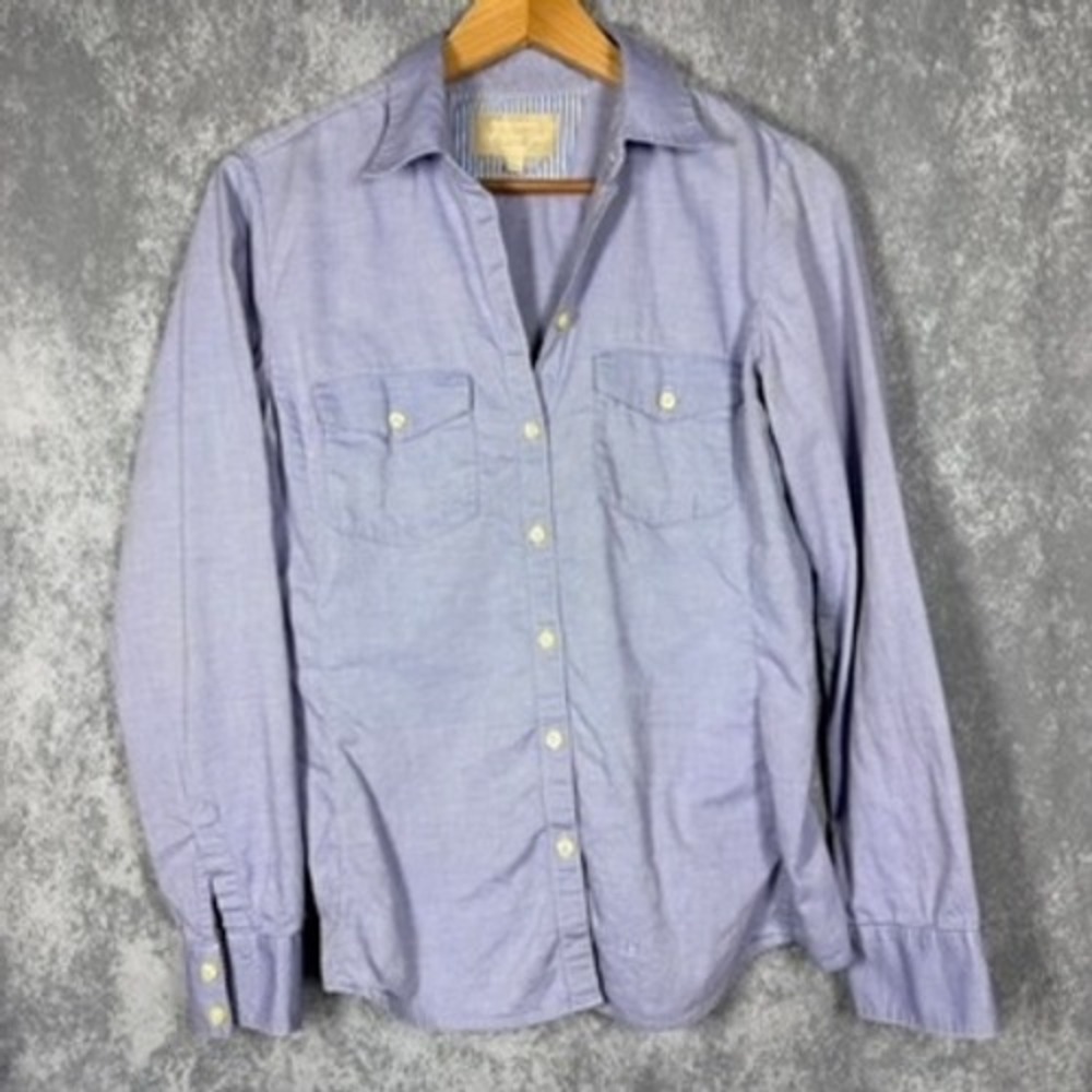 Banana Republic Soft Wash Shirt Womens Medium Blue Cotton Button Down Pockets